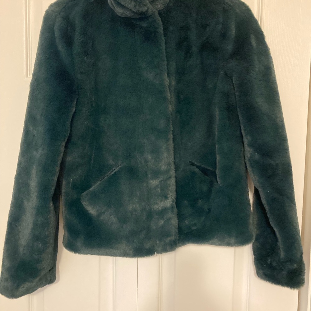 Forest green faux fur jacket
